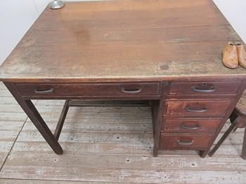 Amazon.co.jp: 古い楢材の5杯引き出し片袖机K773アンティーク家具